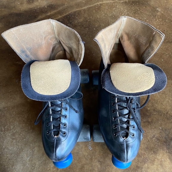 VTG Riedell Red Wing Black Leather Roller Skates Metaflex Dragster Wheels - Picture 4 of 12